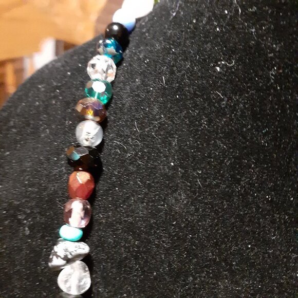 Handmade Gemstone, Crystal, and Glass Bead Necklace 24" - Picture 3 of 6